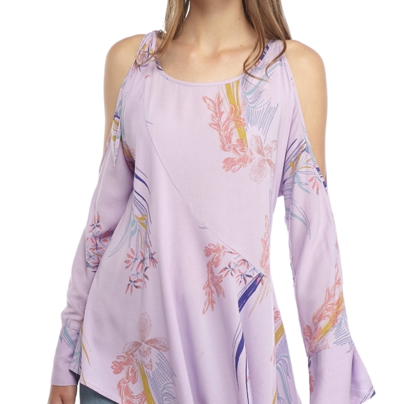 Free People Clear Skies Mini Dress Tunic Asymmetrical Hem Floral Print Small NWT - Picture 2 of 15